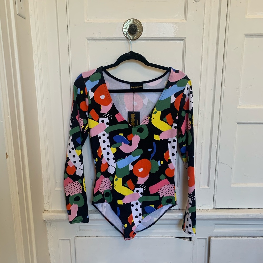 Nooworks Discontinued NWT Party Print Bodysuit - L
